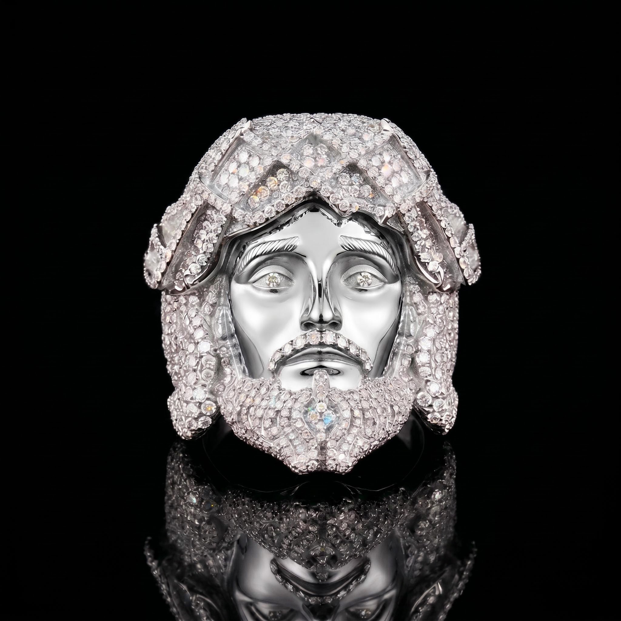 925 Silver & VVS1 Moissanite Jesus Ring 925 Silver & VVS1 Moissanite Jesus Ring
