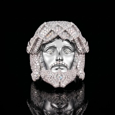 925 Silver & VVS1 Moissanite Jesus Ring