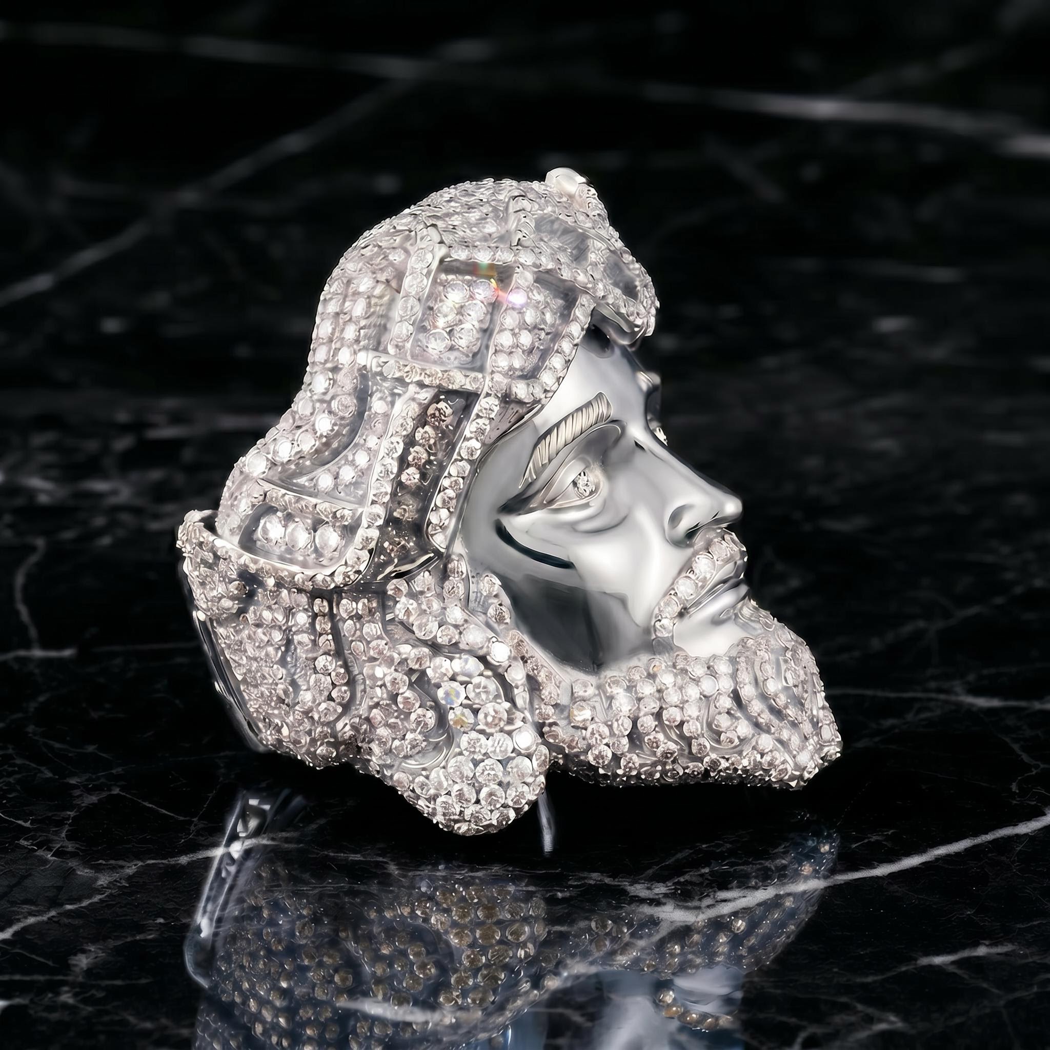 925 Silver & VVS1 Moissanite Jesus Ring 925 Silver & VVS1 Moissanite Jesus Ring