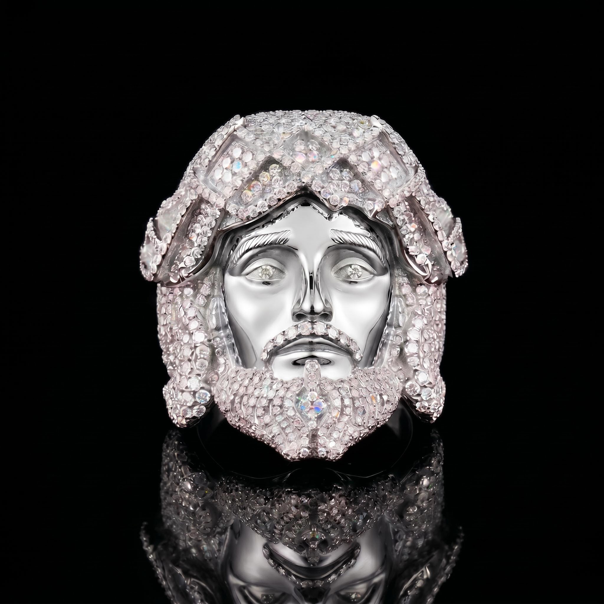 925 Silver & VVS1 Moissanite Jesus Ring 925 Silver & VVS1 Moissanite Jesus Ring
