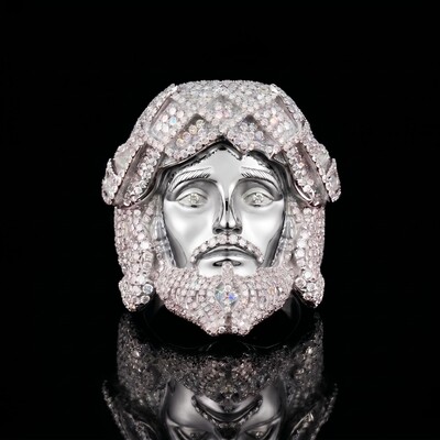 925 Silver & VVS1 Moissanite Jesus Ring
