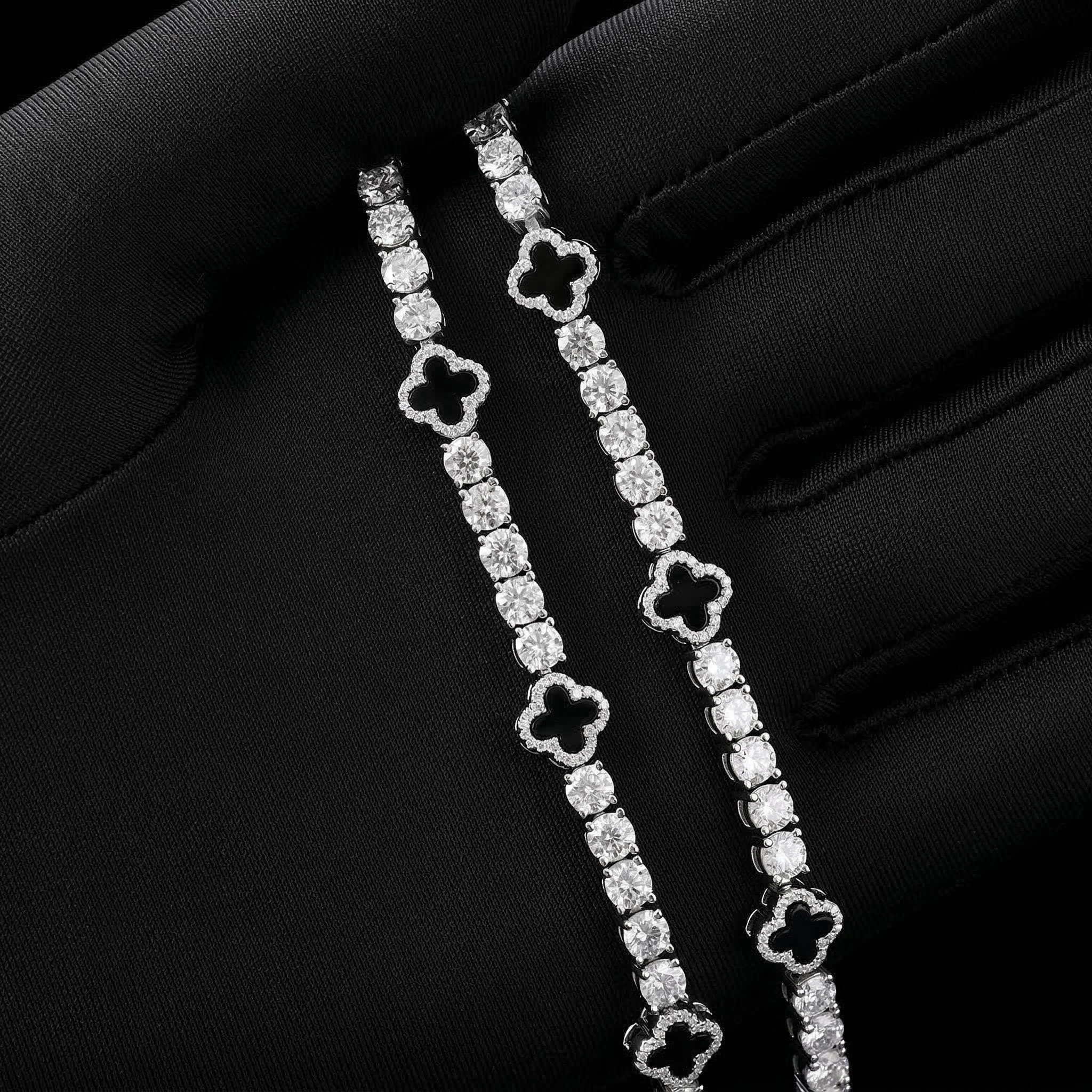 925S & VVS  Moissanite 5mm Four Leaf Clover Tennis Bracelet