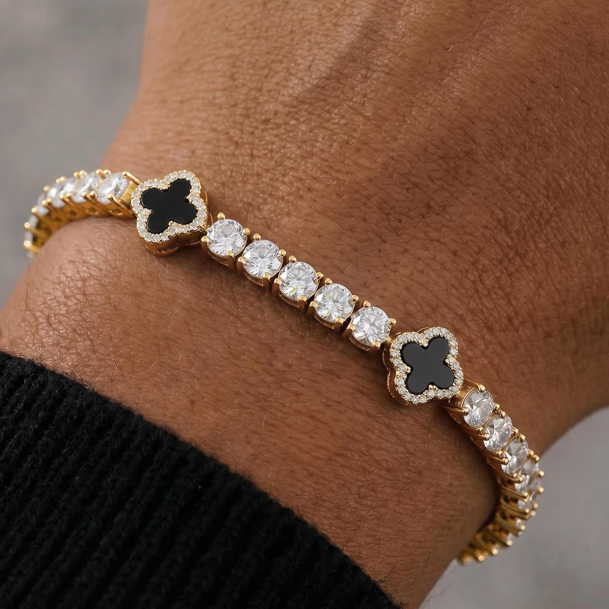 925S & VVS  Moissanite 5mm Four Leaf Clover Tennis Bracelet