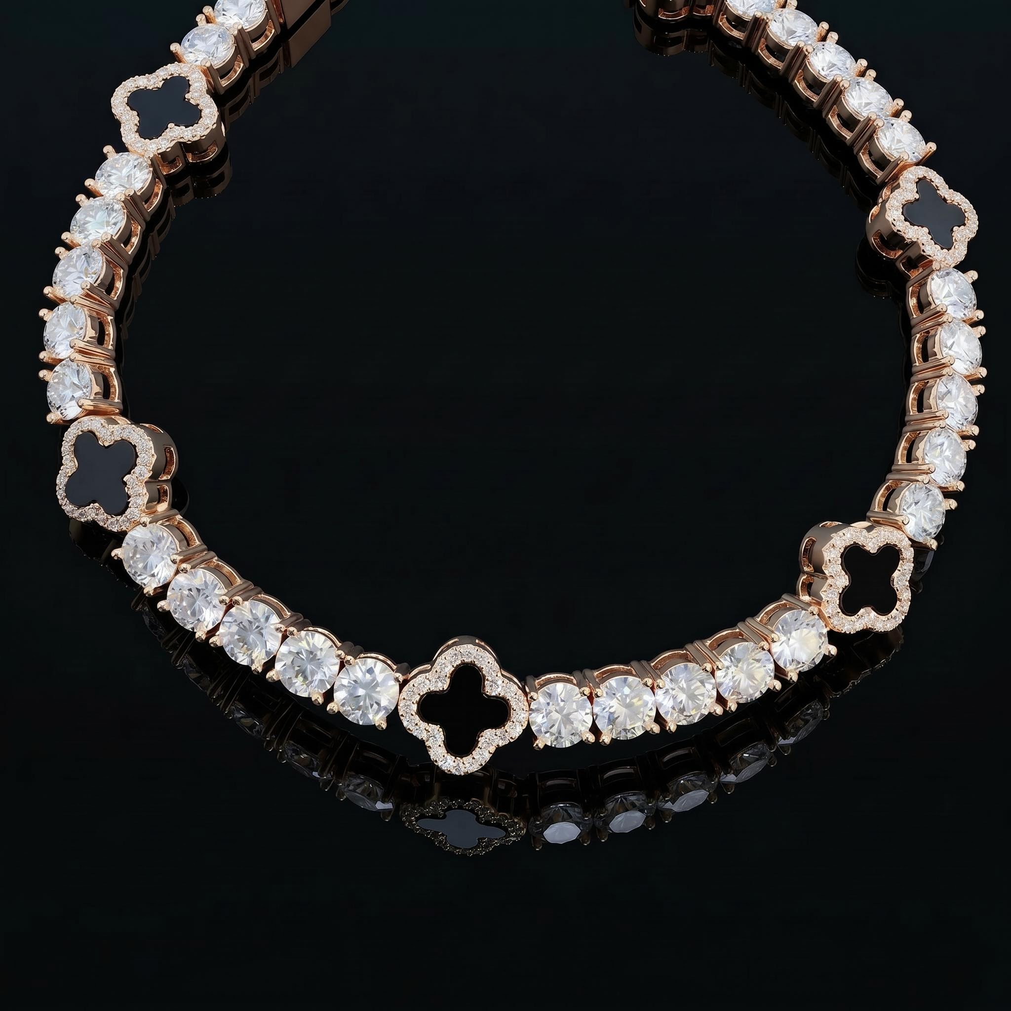 925S & VVS  Moissanite 5mm Four Leaf Clover Tennis Bracelet