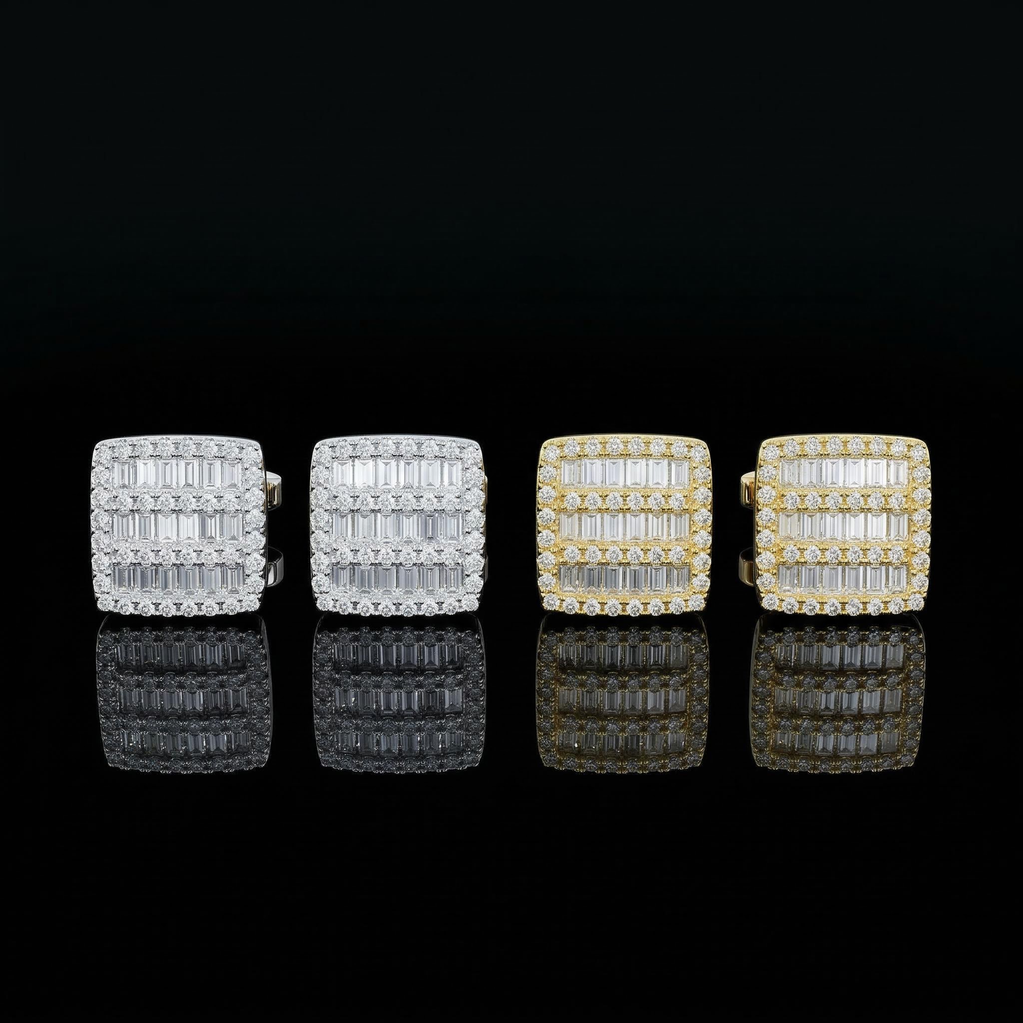 S925 & Moissanite Square Baguette Stud Earrings