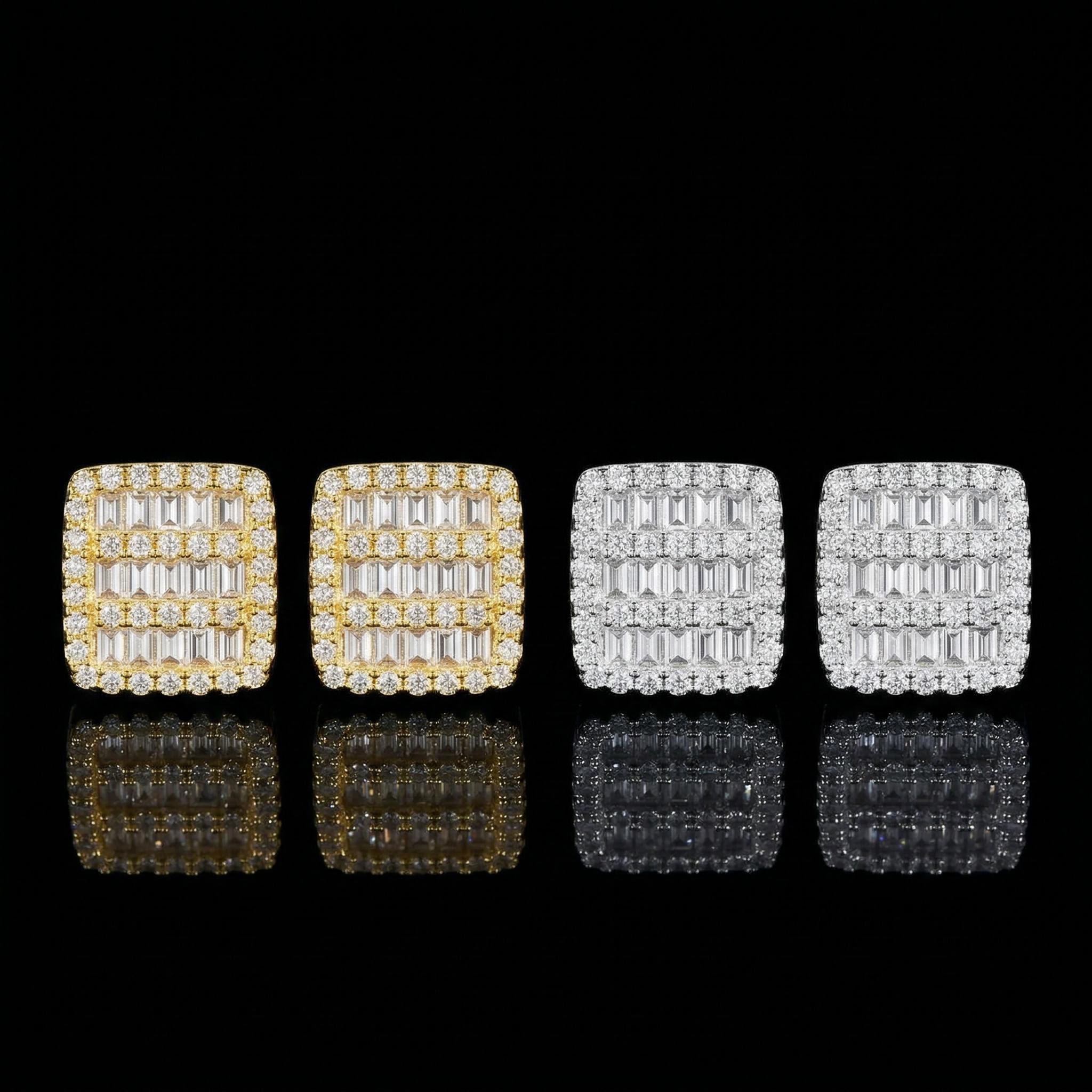 S925 & Moissanite Square Baguette Stud Earrings