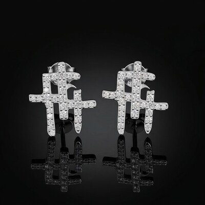925S & VVS Moissanite Triple Cross Stud Earrings