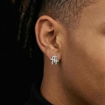 925S & VVS Moissanite Triple Cross Stud Earrings