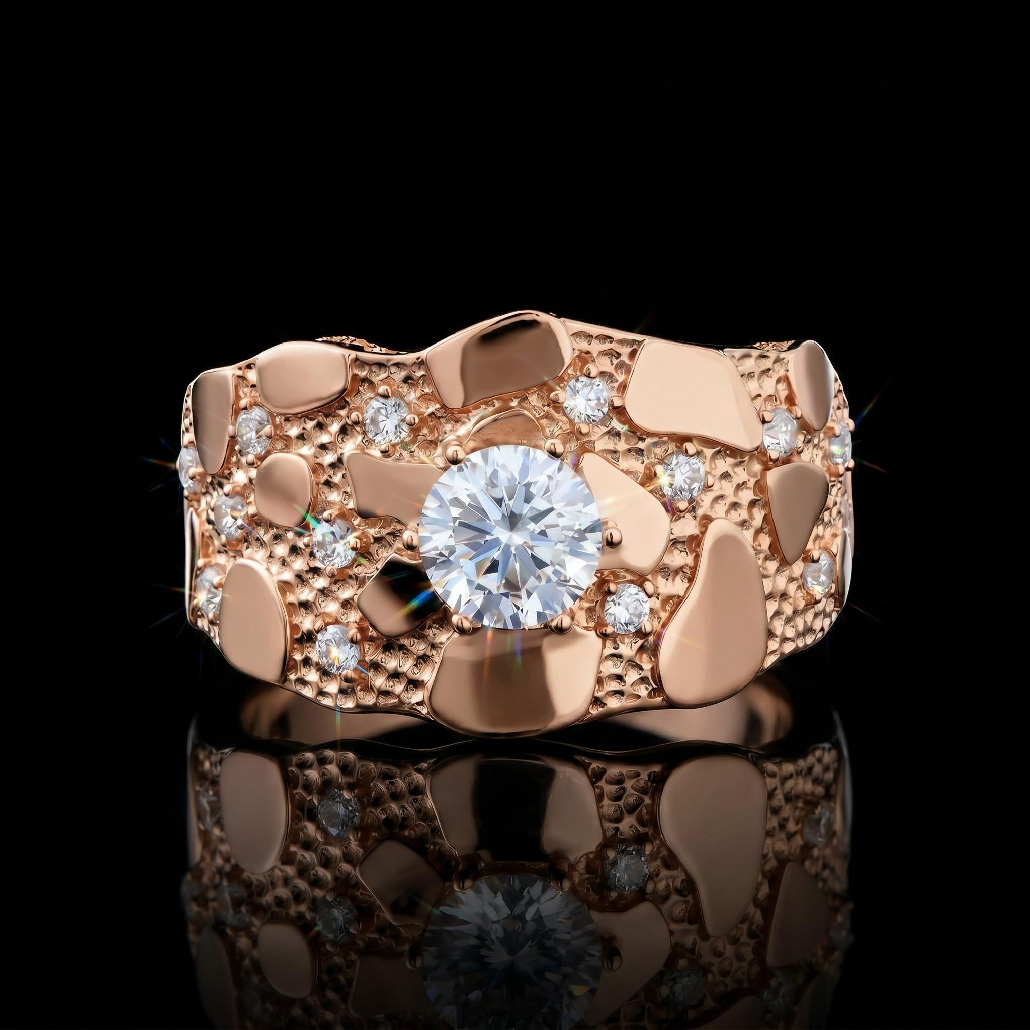925S & VVS Moissanite Nugget Ring For Men