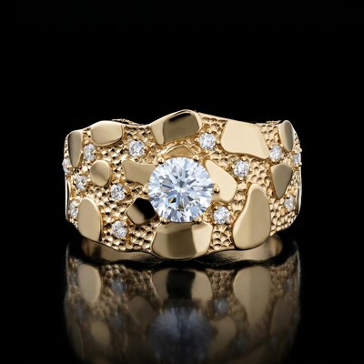 925S & VVS Moissanite Nugget Ring For Men