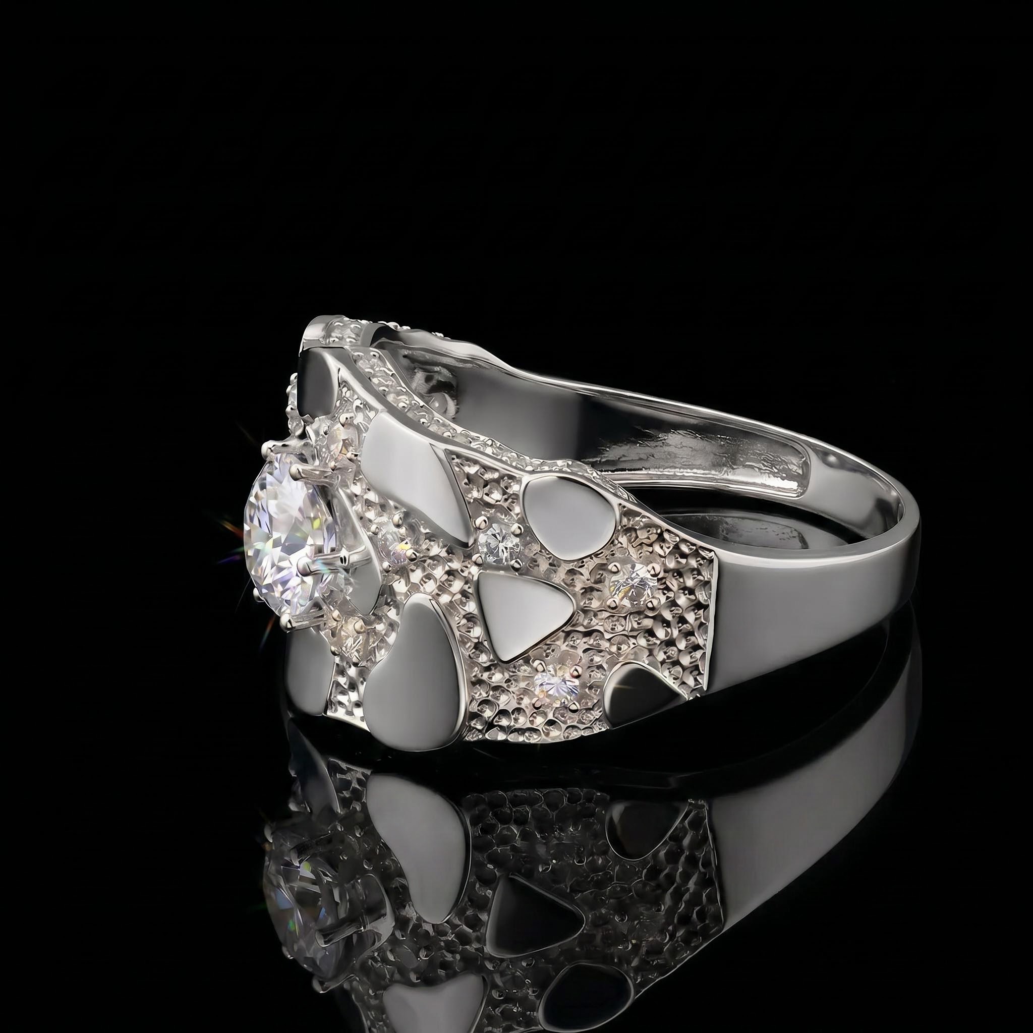 925S & VVS Moissanite Nugget Ring For Men
