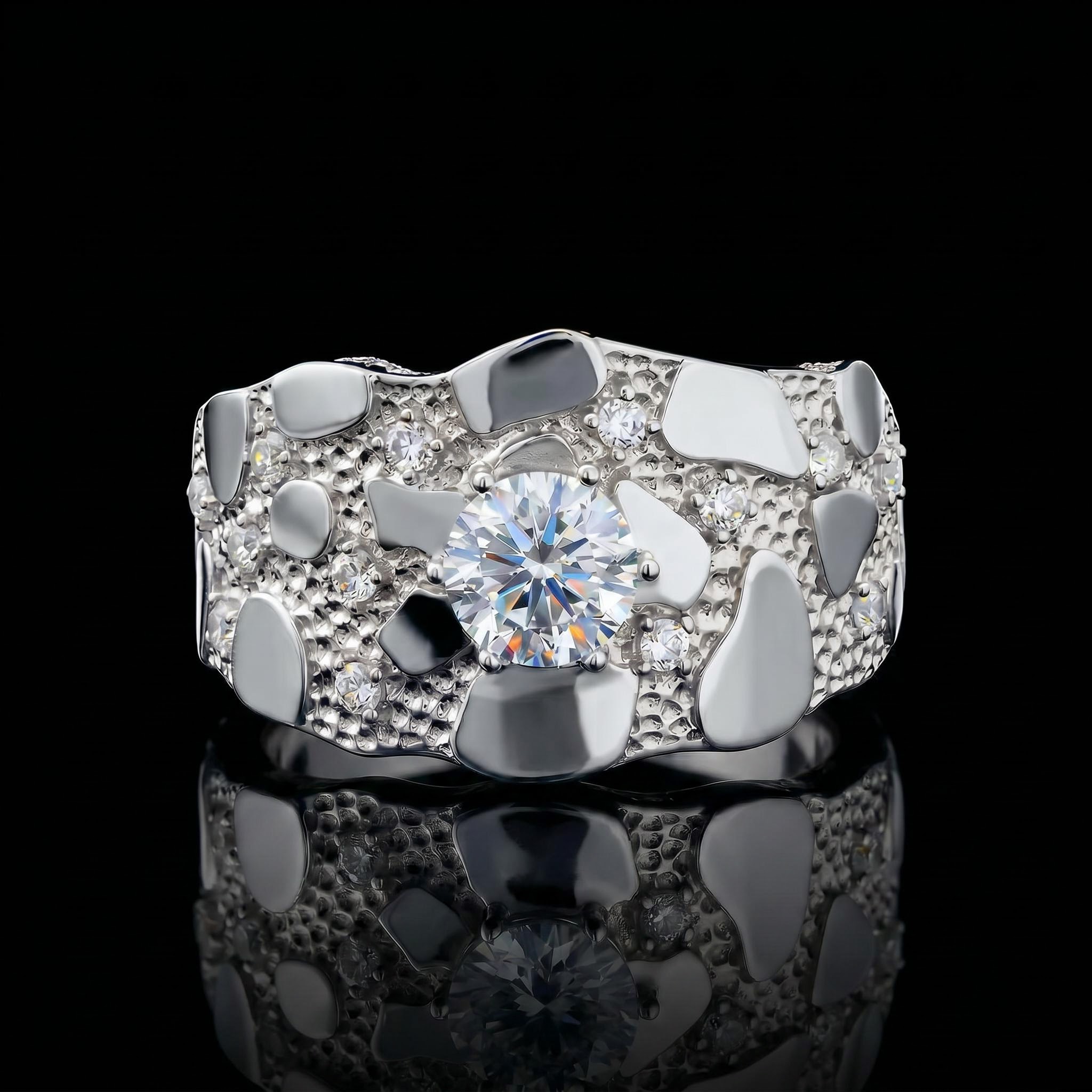 925S & VVS Moissanite Nugget Ring For Men