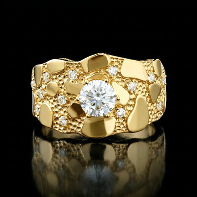 925 Silver & VVS1 Moissanite Nugget Ring For Men