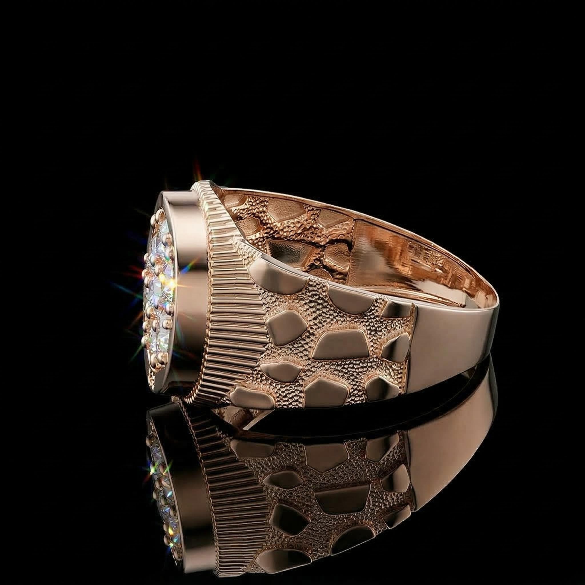 925S & VVS Moissanite 1.4CTW Nugget Ring For Men