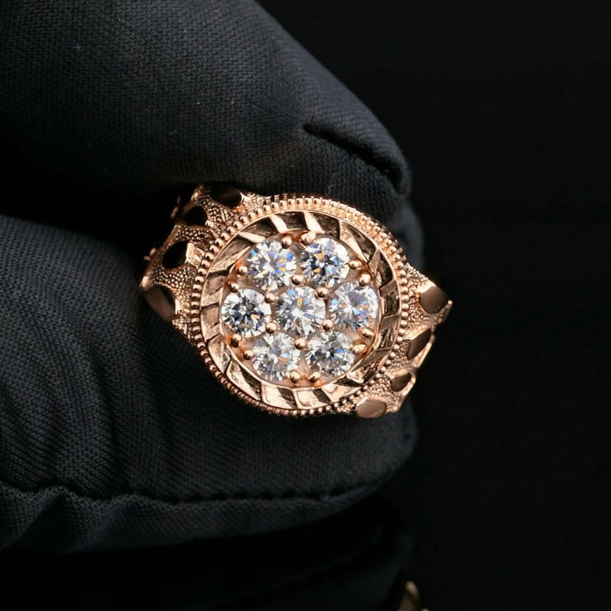 925S & VVS Moissanite 1.4CTW Nugget Ring For Men