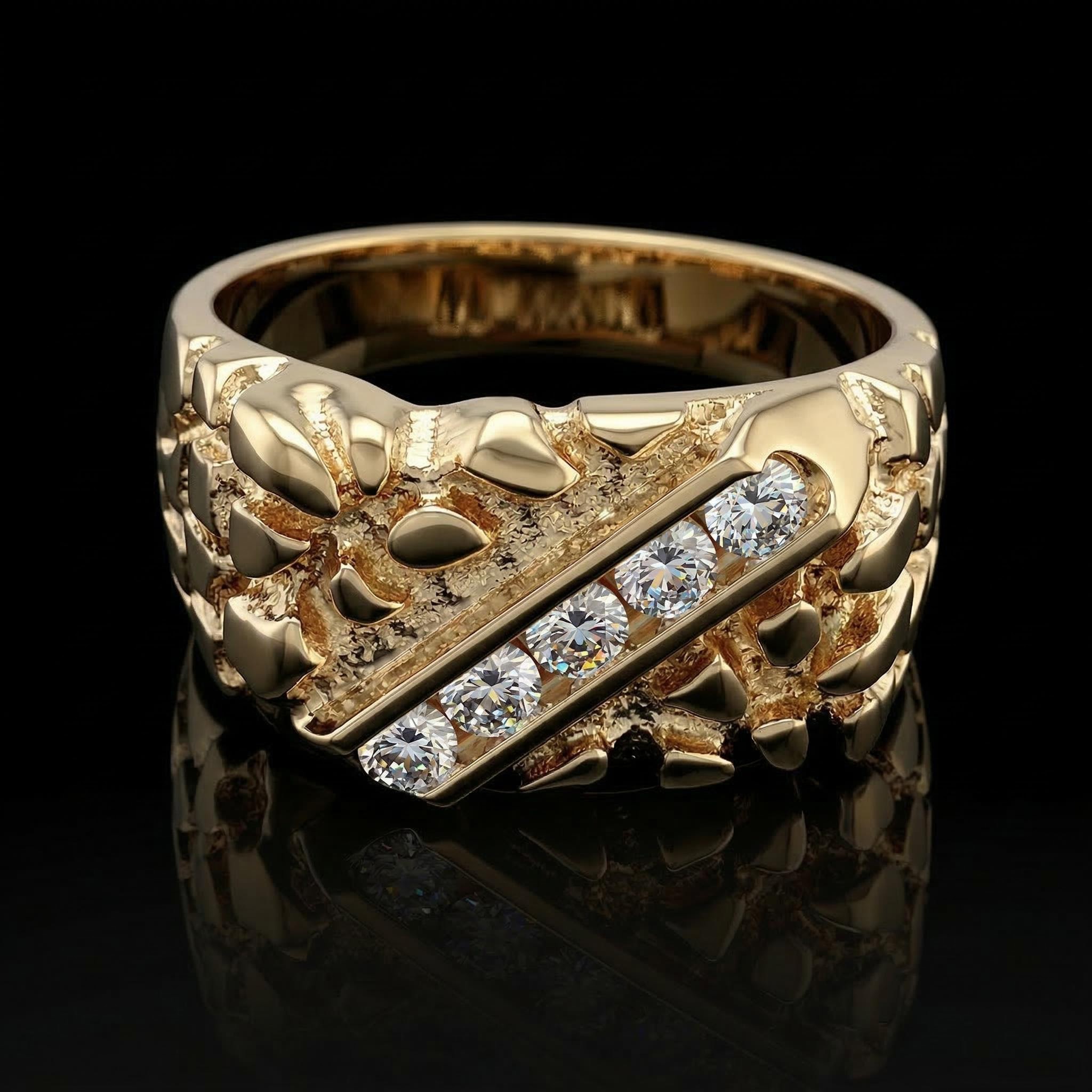 925S & VVS Moissanite 0.5CTW Nugget Ring For Men