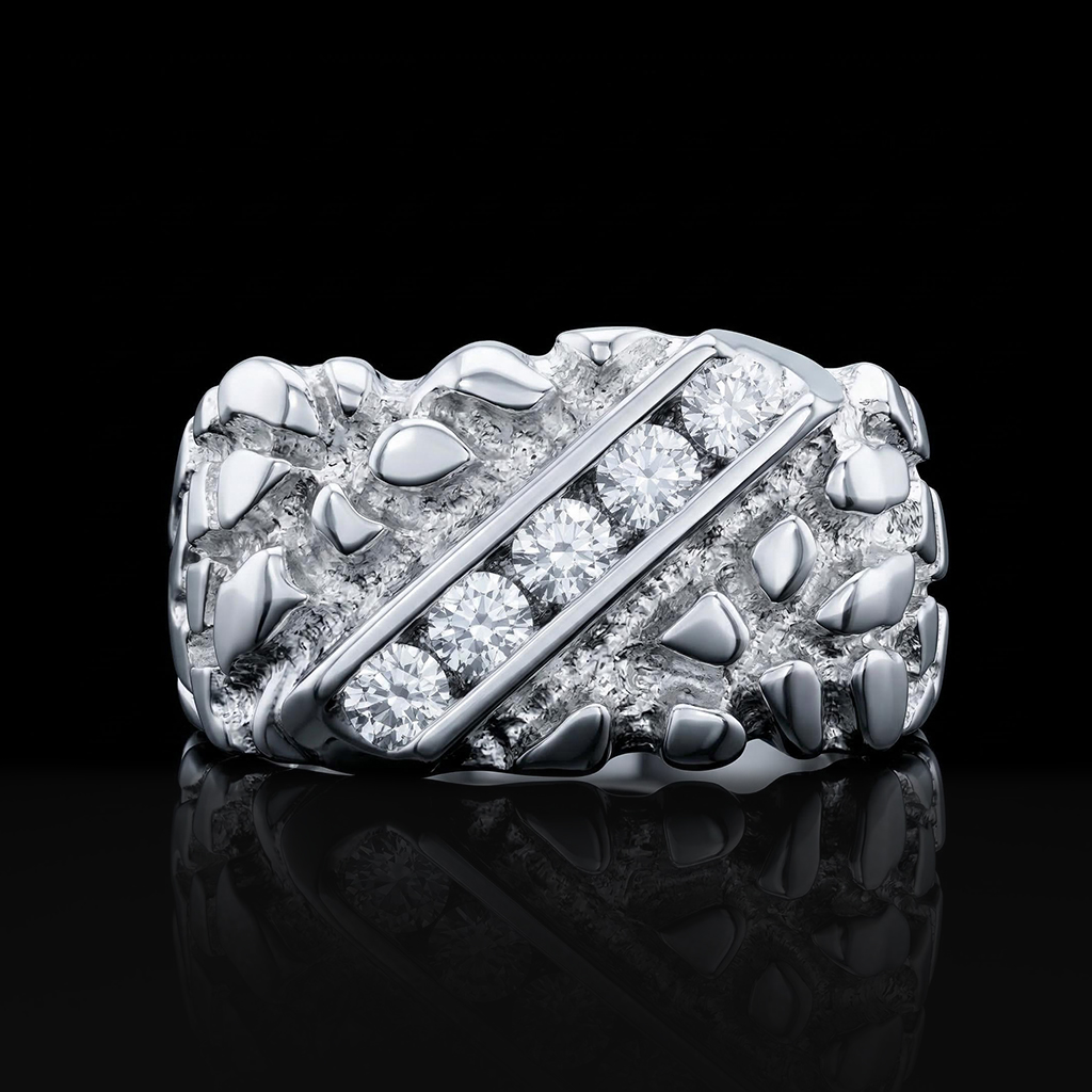 925S & VVS Moissanite 0.5CTW Nugget Ring For Men