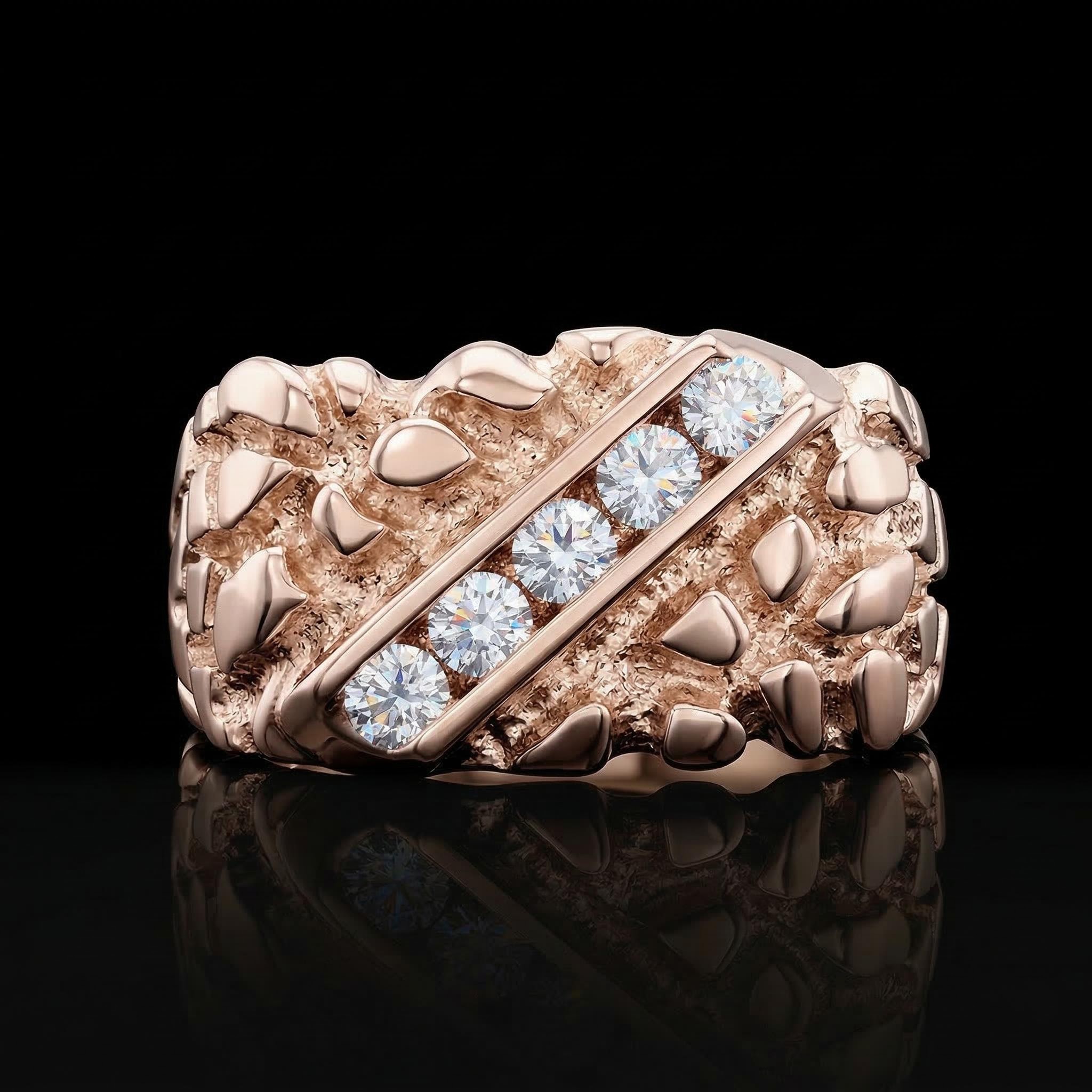 925S & VVS Moissanite 0.5CTW Nugget Ring For Men