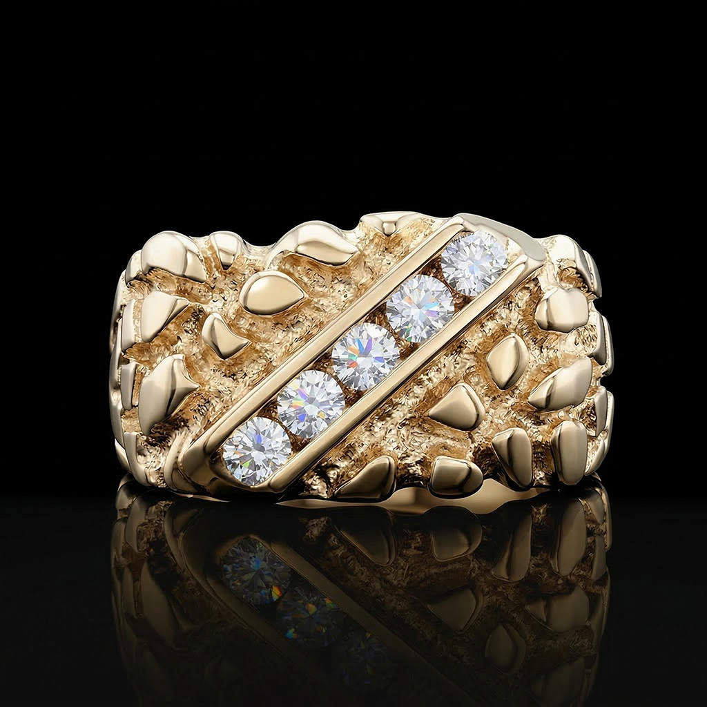 925S & VVS Moissanite 0.5CTW Nugget Ring For Men