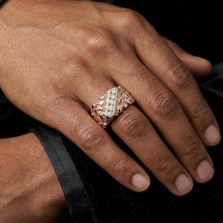 925S & VVS Moissanite 0.5CTW Nugget Ring For Men