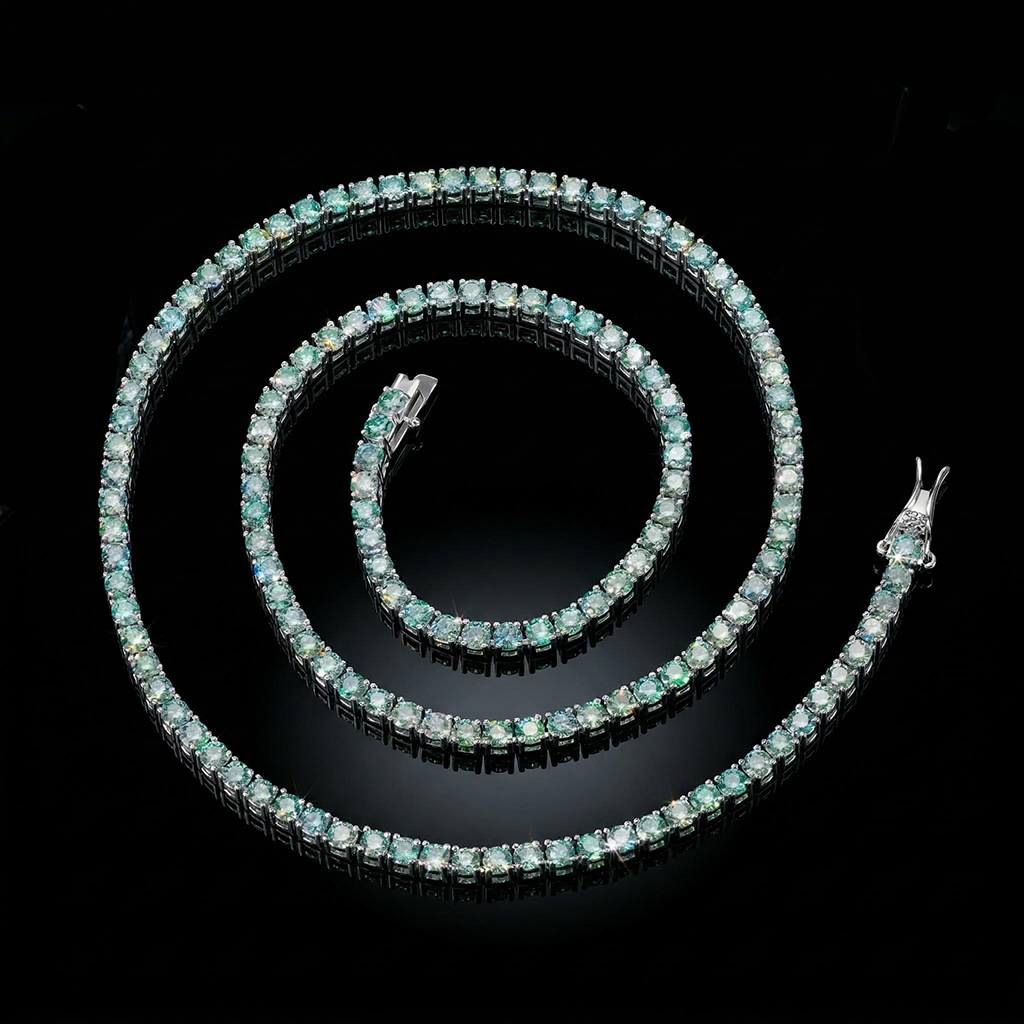 5mm S925 & Moissanite Green Tennis Chain