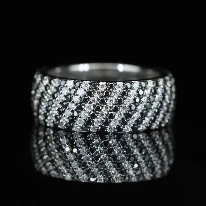 925S & VVS Moissanite Black & White Eternity Band Ring 925S & VVS Moissanite Black & White Eternity Band Ring