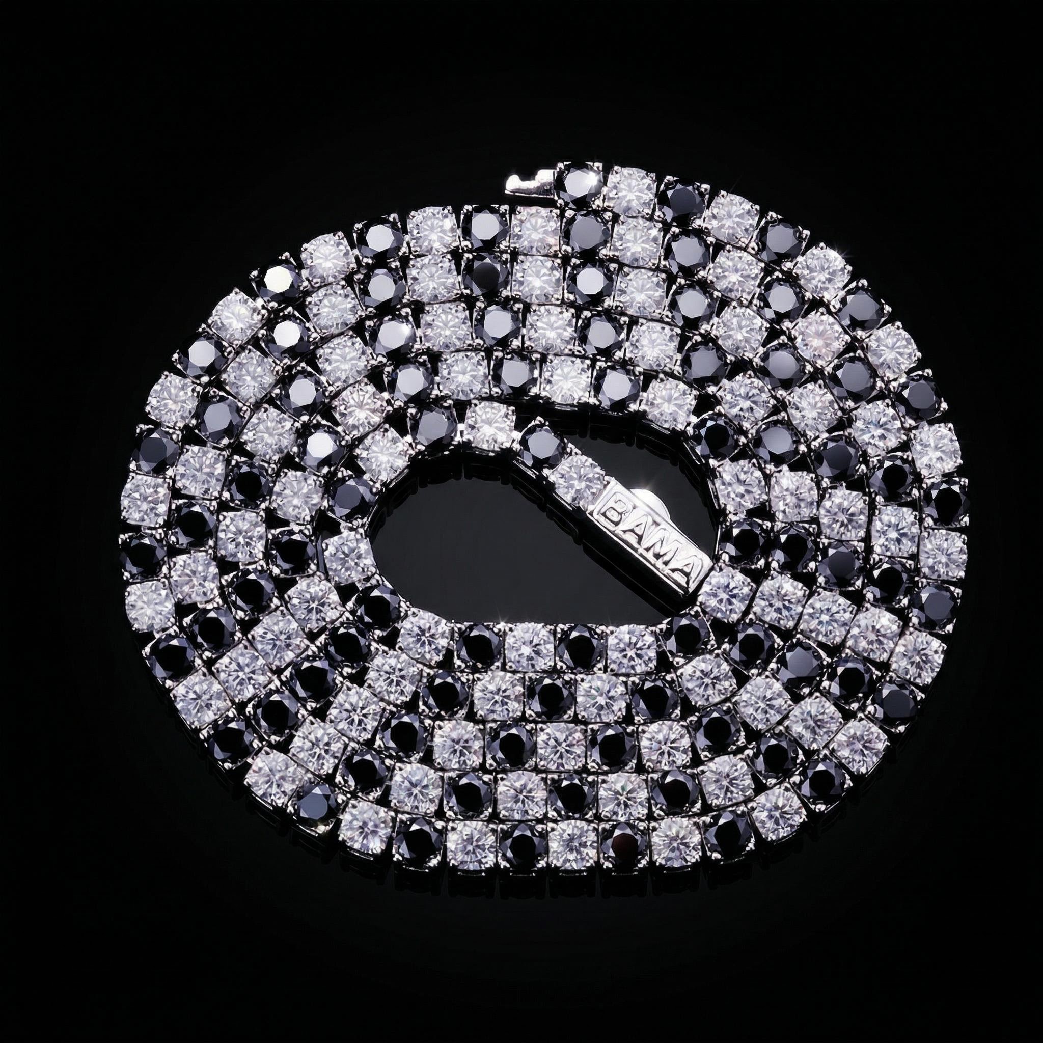 5mm S925 & Moissanite Black & White Custom Name Tennis Chain