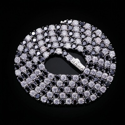 5mm S925 & Moissanite Black & White Custom Name Tennis Chain