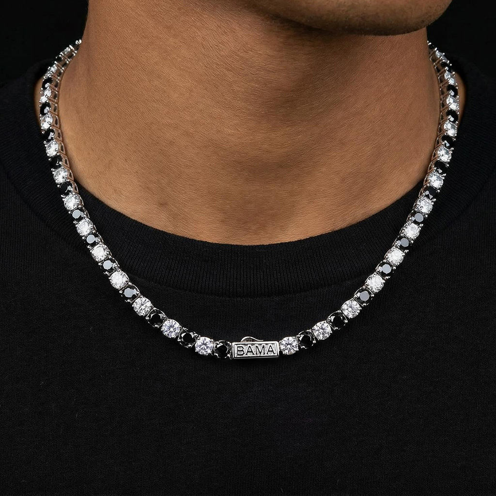 5mm S925 & Moissanite Black & White Custom Name Tennis Chain