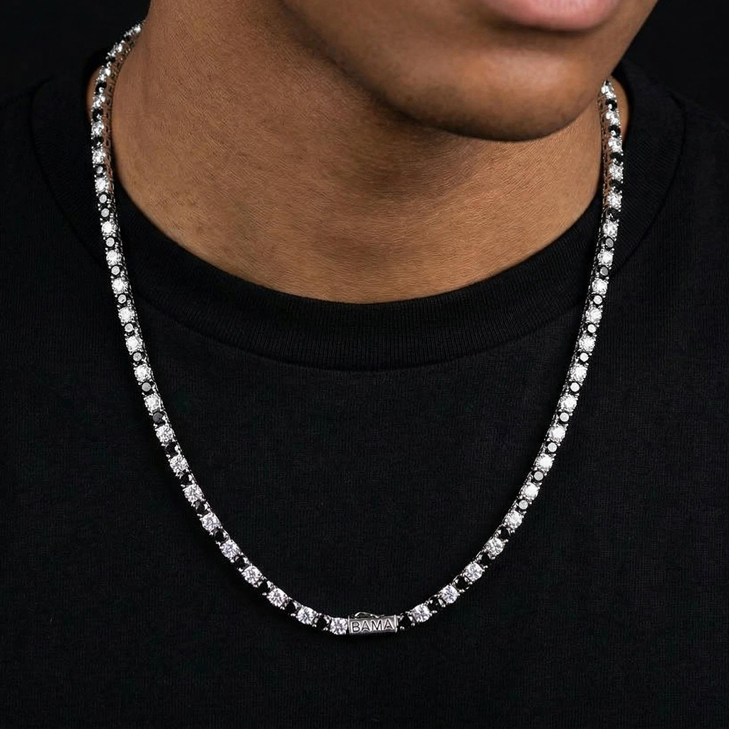 5mm S925 & Moissanite Black & White Custom Name Tennis Chain