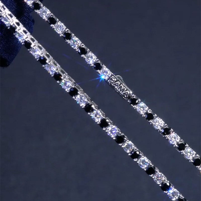 5mm S925 & Moissanite Black & White Custom Name Tennis Chain 5mm S925 & Moissanite Black & White Custom Name Tennis Chain
