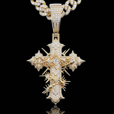 Iced Out Thorn Cross Pendant
