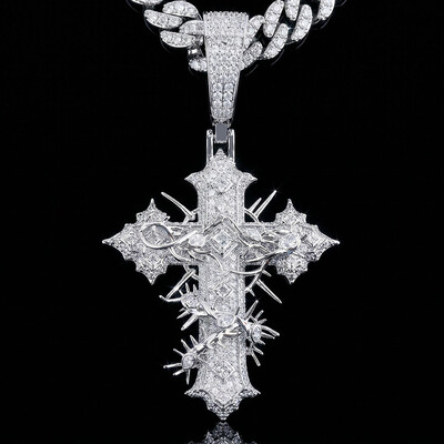 Iced Out Thorn Cross Pendant