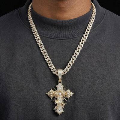 Iced Out Thorn Cross Pendant
