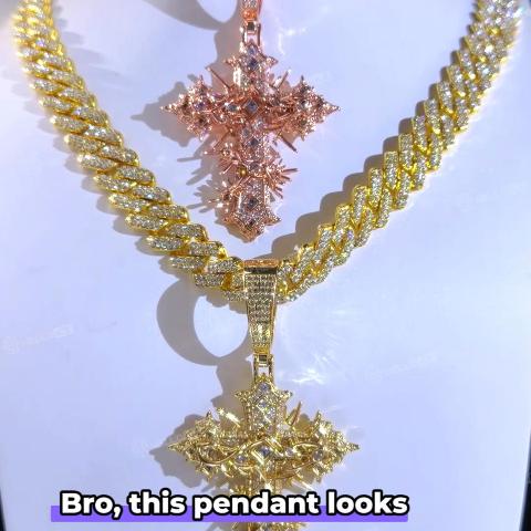 Iced Out Thorn Cross Pendant