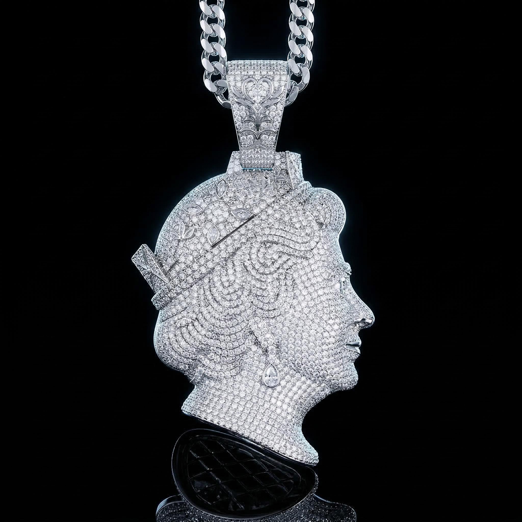 Iced Out Dual Queen Pendant