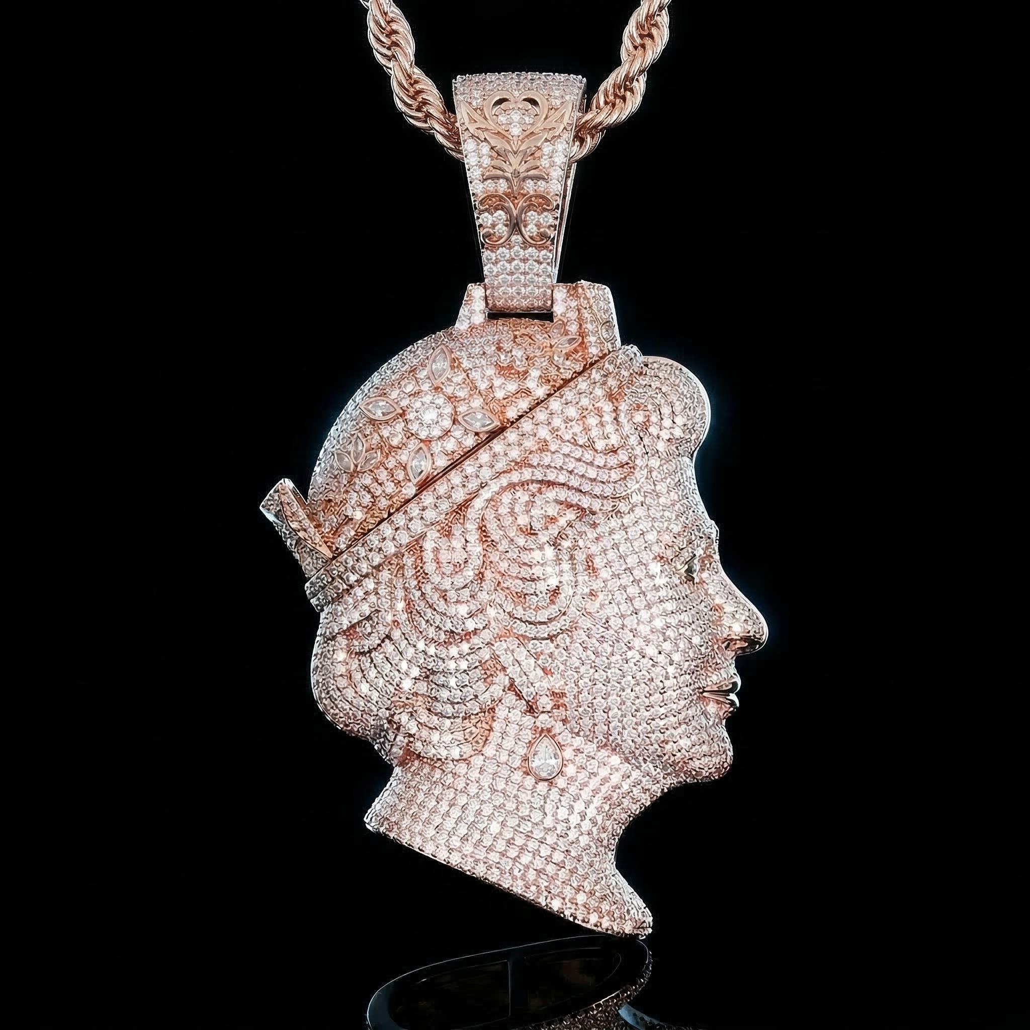 Iced Out Dual Queen Pendant