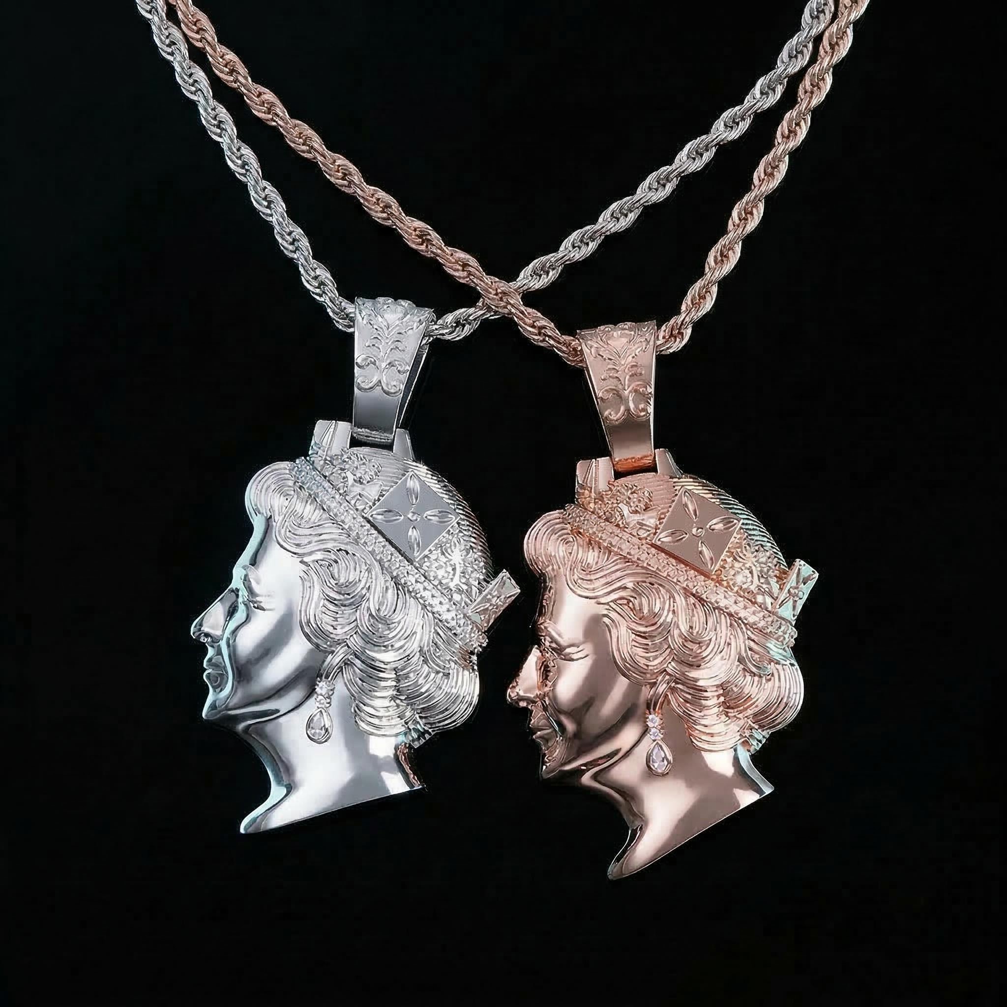 Iced Out Dual Queen Pendant