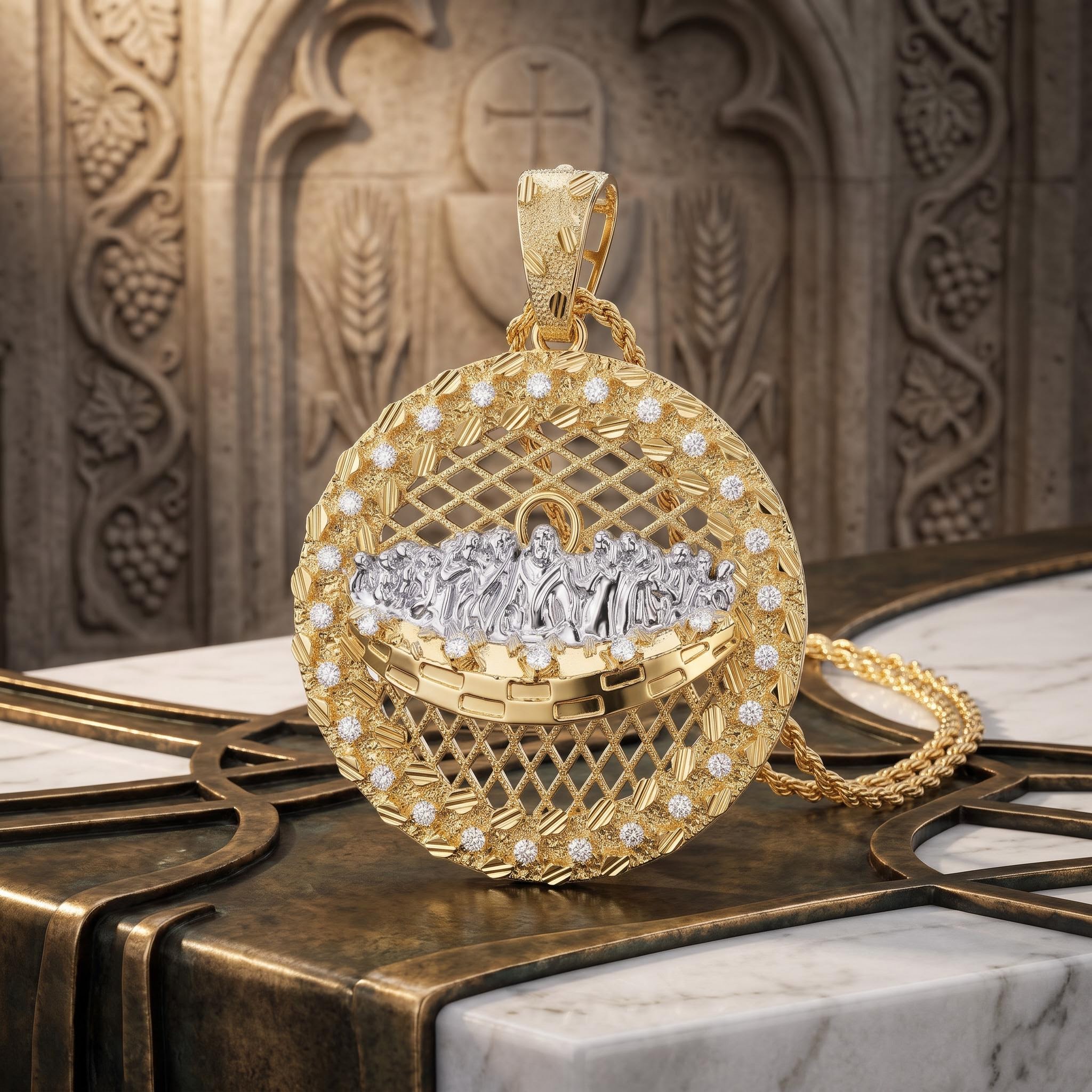 Iced Out The Last Supper Nugget Pendant