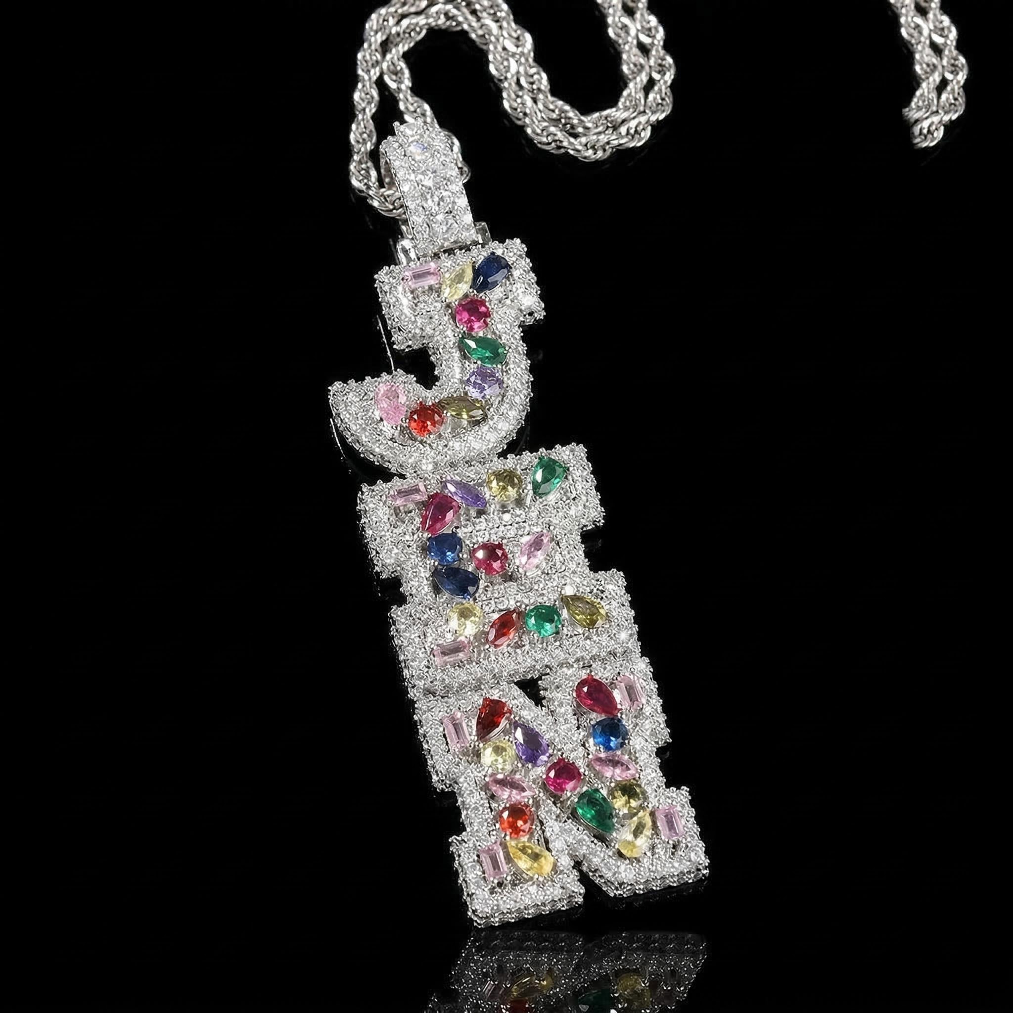 Iced Out Colorful Marquise&Pear&Round Cut Custom Letter Pendant Iced Out Colorful Marquise&Pear&Round Cut Custom Letter Pendant