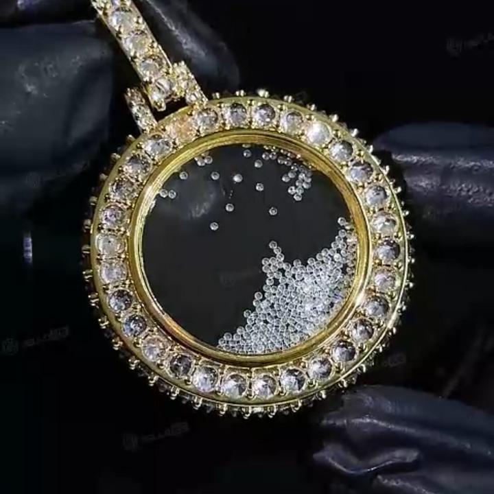 Upside Down Inverted Diamond Icy-Filled Disc Pendant