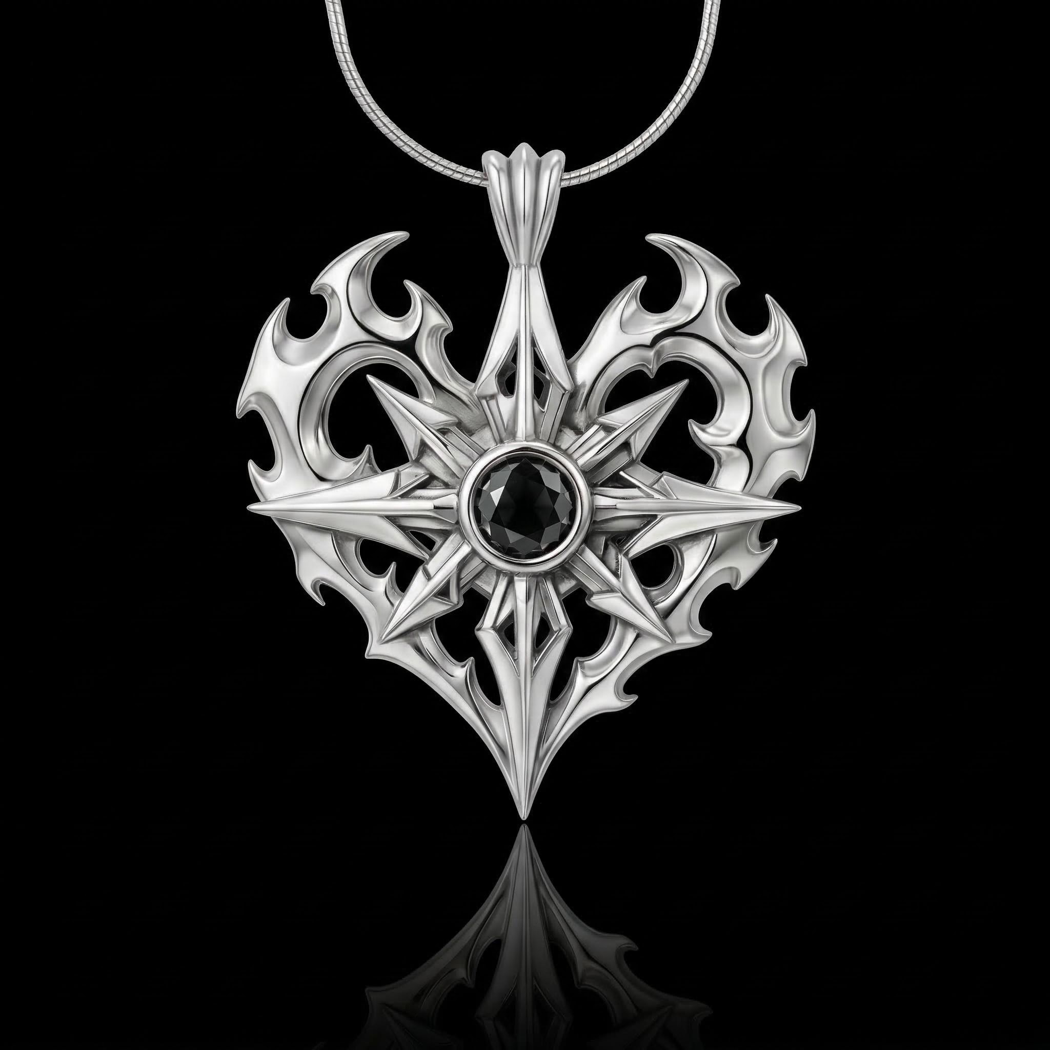 Men's Edgy Vintage Black Diamond S925 Silver Pendant