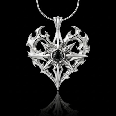 Men's Edgy Vintage Black Diamond S925 Silver Pendant