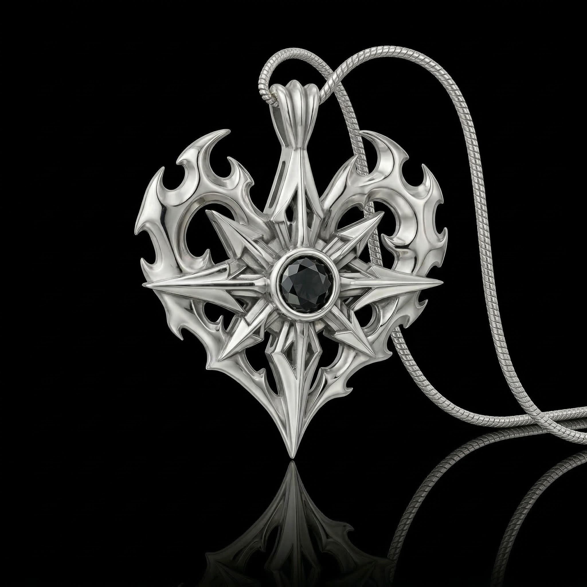 Men's Edgy Vintage Black Diamond S925 Silver Pendant