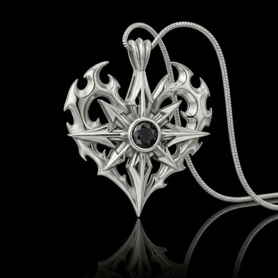 Men's Edgy Vintage Black Diamond S925 Silver Pendant