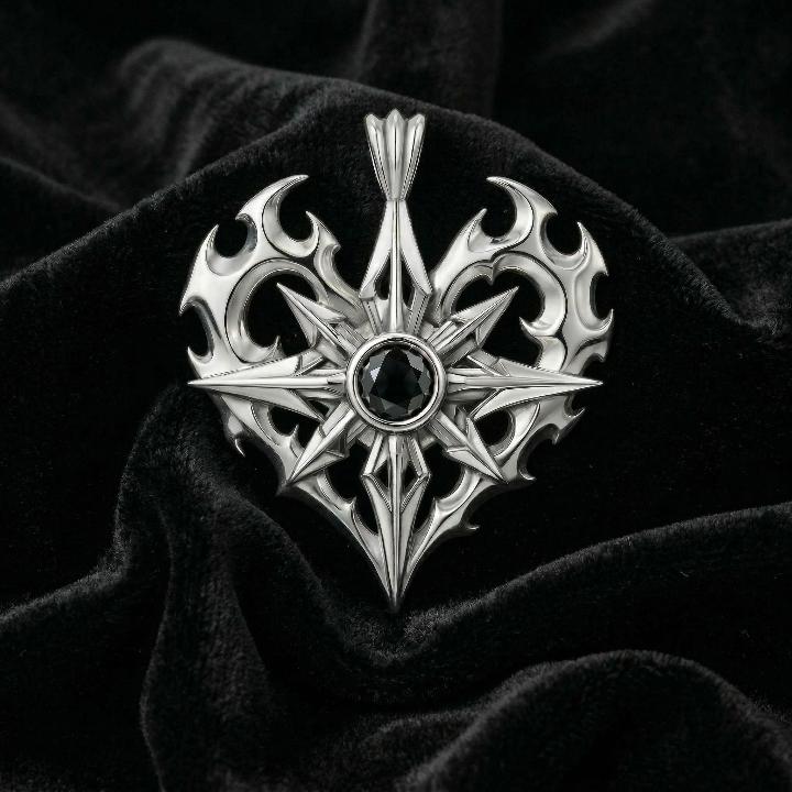 Men's Edgy Vintage Black Diamond S925 Silver Pendant