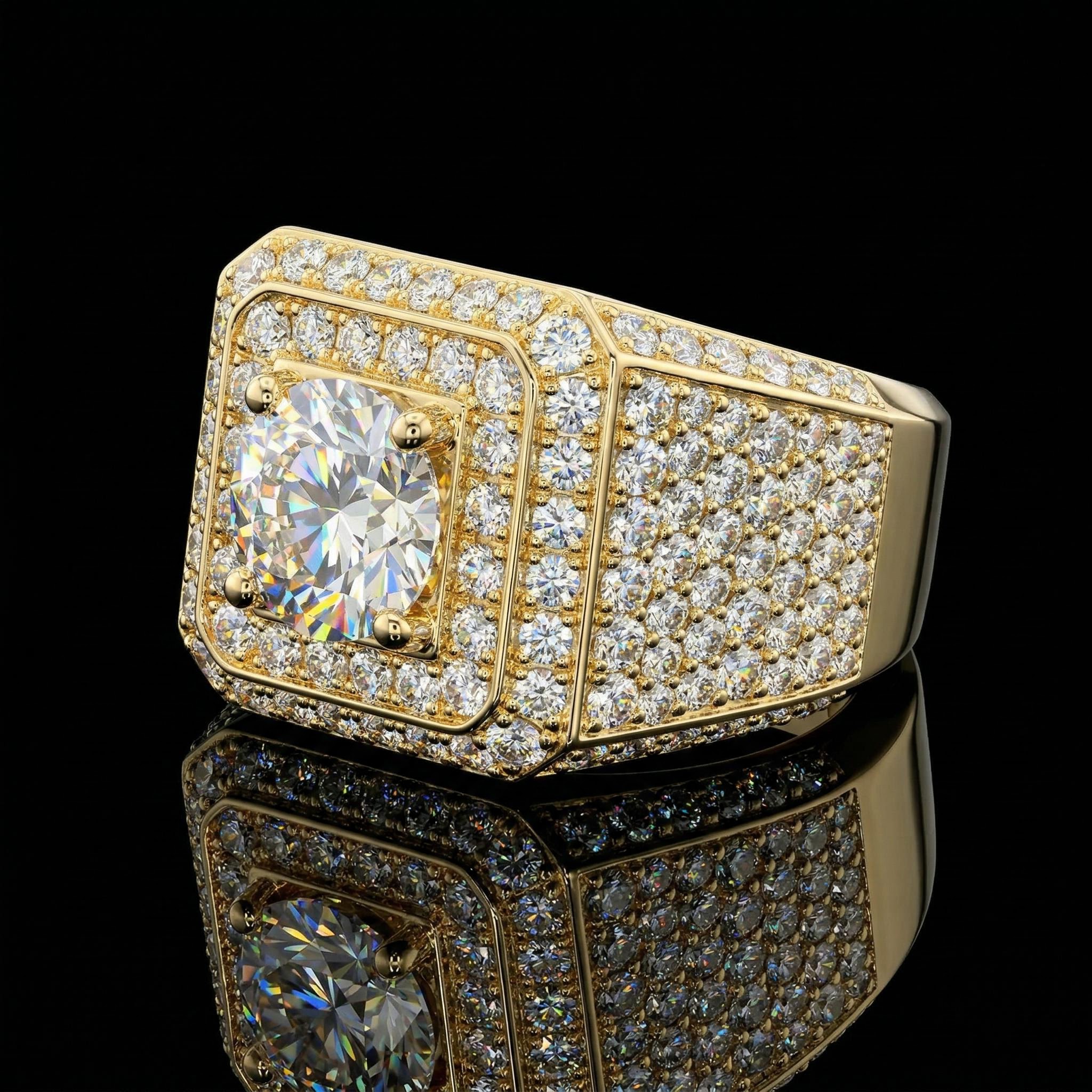 Iced Out Round Cut Men's Ring