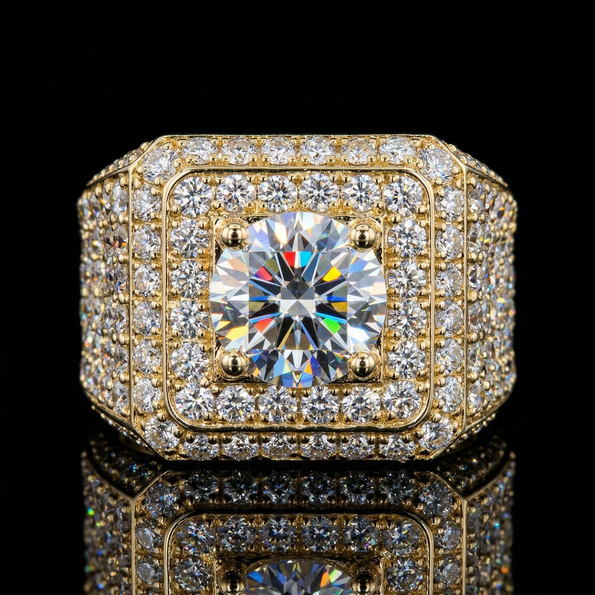 Iced Out Round Cut Men's Ring