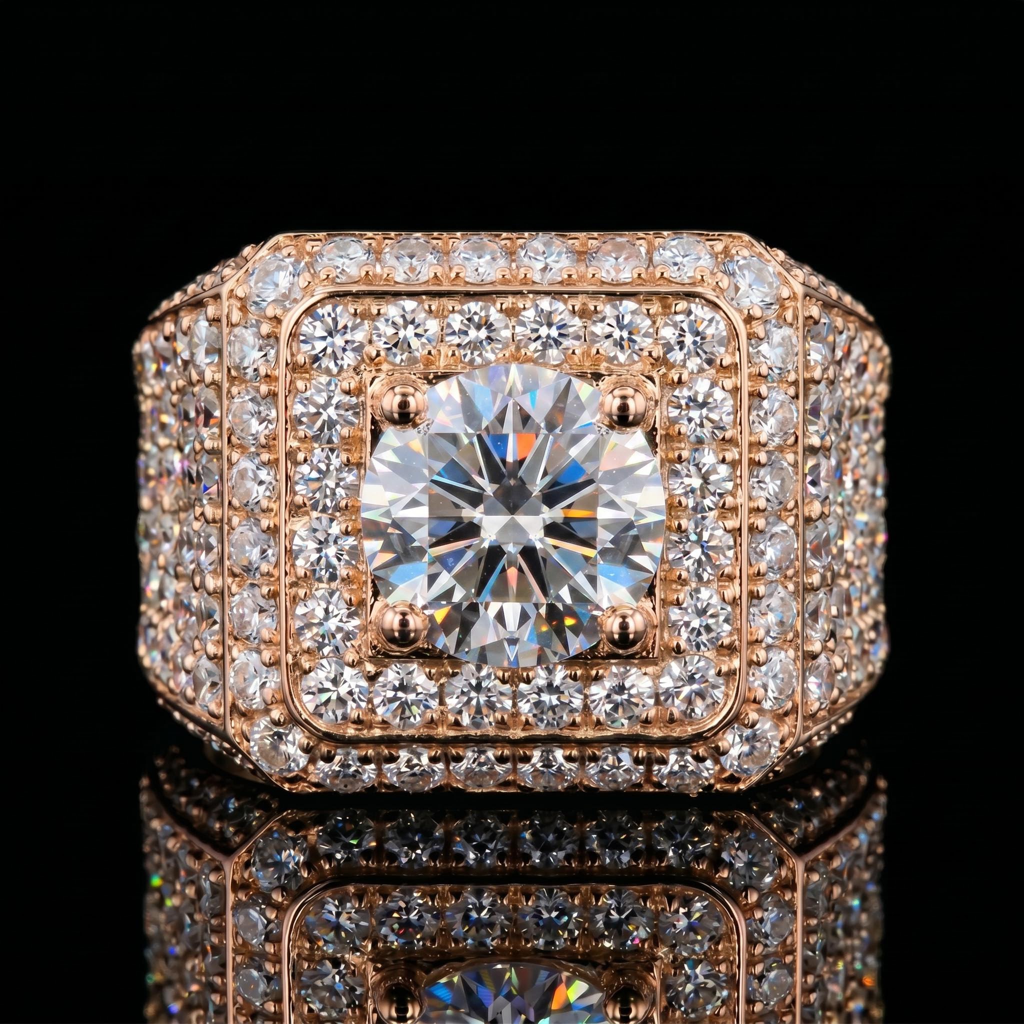 Iced Out Round Cut Men's Ring