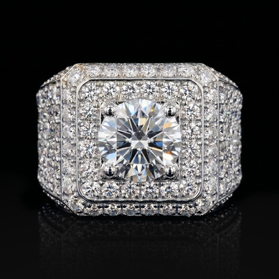 Iced Out Round Cut Men's Ring